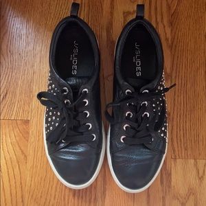 J Slides studded leather sneaker